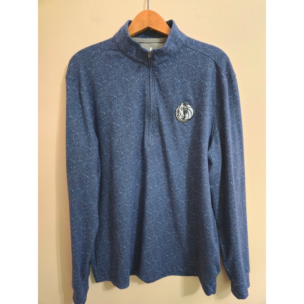 Johnnie-O Dallas Mavericks NBA Mens Blue Quarter Zip Pullover Sweatshirt L